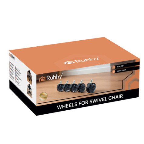 Otočná kolečka ke kancelářské židli černé 5 ks Ruhhy 26294 ~ 7