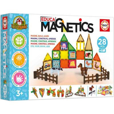 EDUCA Magnetická stavebnice Magnetics EKO Farma 28 díků