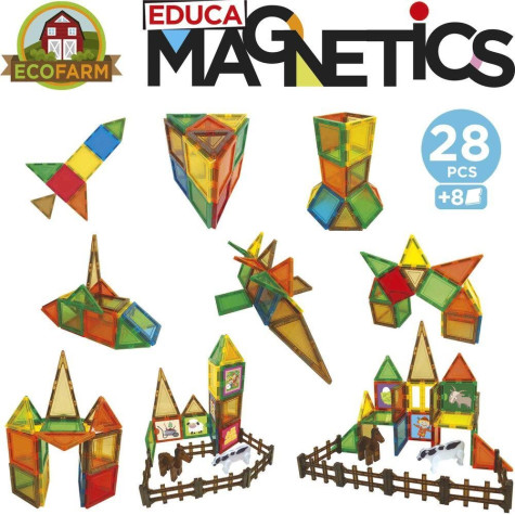 EDUCA Magnetická stavebnice Magnetics EKO Farma 28 díků ~ 2