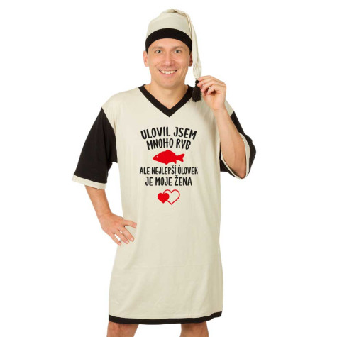 Noční košile - Ulovil jsem mnoho ryb - šedá ~ 1