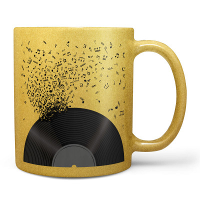 Hrnek 330 ml - Noty - zlatý