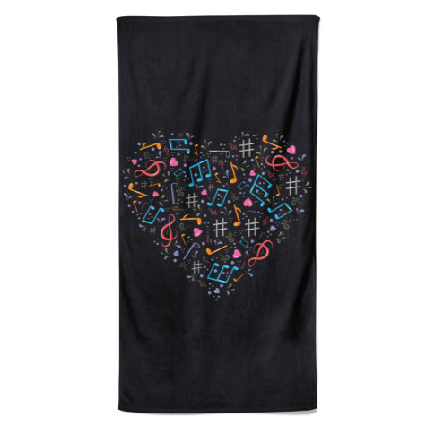 Osuška 140 x 70 cm - Srdce z not ~ 1