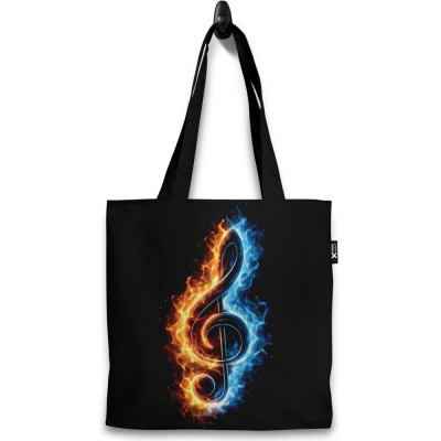Taška 37x40cm - Houslový klíč v plamenech