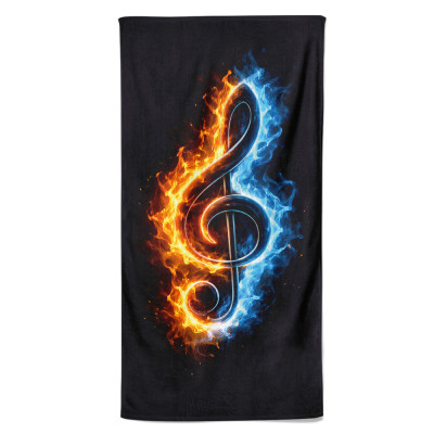 Osuška 140 x 70 cm - Houslový klíč v plamenech