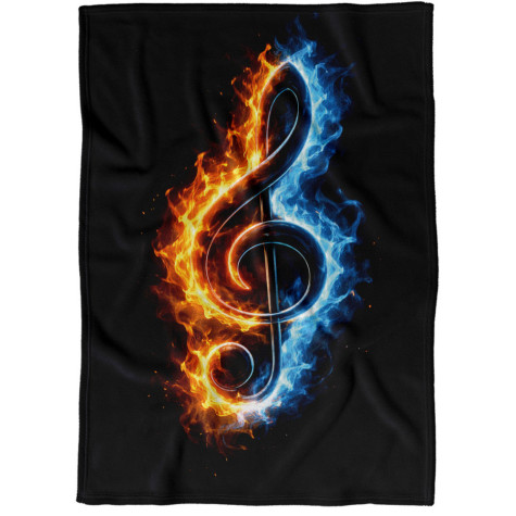 Deka 200 x 140 cm - Houslový klíč v plamenech ~ 1
