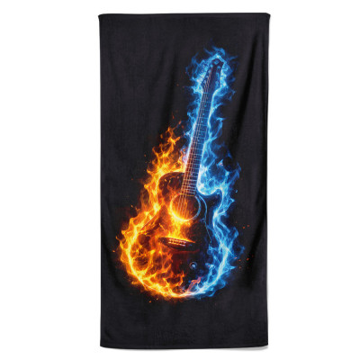 Osuška 140 x 70 cm - Kytara v plamenech