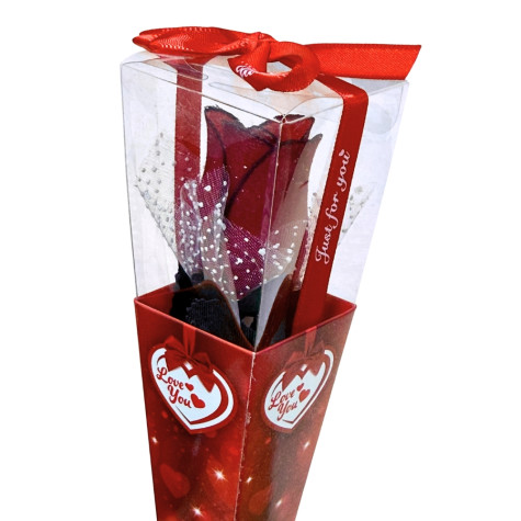 Květina umělá růže v dárkové krabičce 30 cm ~ 4