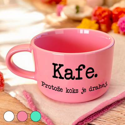 Ahome Hrnek makronka 160 ml - Kafe, protože koks je drahej - růžová