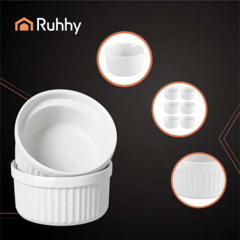 Sada zapékacích misek 6 ks bílé Ruhhy 25705 ~ 3