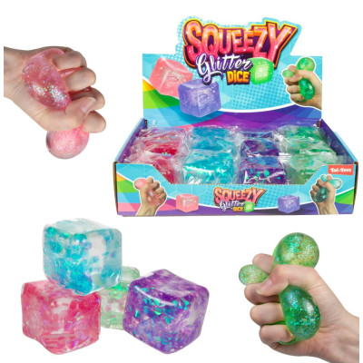 Teddies Kostka antistresová mačkací sliz 6x6cm - růžový