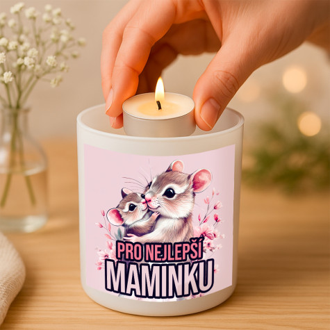 Ahome Skleněný svícen - Pro nejlepší maminku - myšky ~ 2