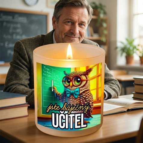 Ahome Skleněný svícen - Jste báječný učitel - sova ~ 1
