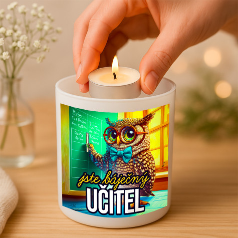 Ahome Skleněný svícen - Jste báječný učitel - sova ~ 2