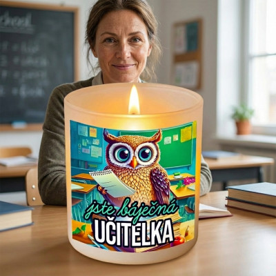 Ahome Skleněný svícen - Jste báječná učitelka - sova