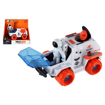 Auto vesmírné s astronautem plast 9x13cm na setrvačník