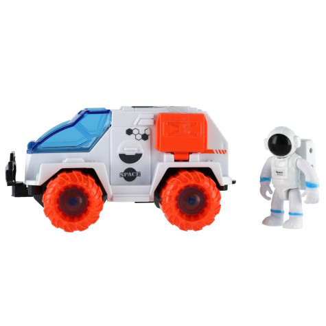 Auto vesmírné s astronautem plast 9x13cm na setrvačník ~ 3