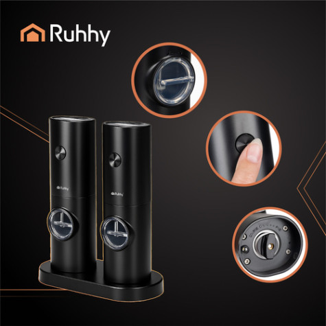 Elektrický mlýnek na sůl a pepř 2 ks černý Ruhhy 25558 ~ 3