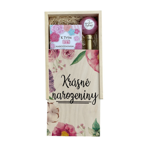 Dárková dřevěná bedna - K narozeninám pro ženy - malá ~ 2