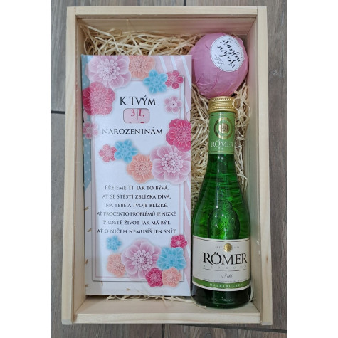 Dárková dřevěná bedna - K narozeninám pro ženy - malá ~ 3