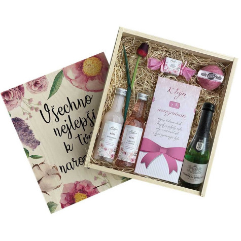 Dárková dřevěná bedna - K narozeninám pro ženy - velká ~ 1