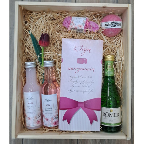 Dárková dřevěná bedna - K narozeninám pro ženy - velká ~ 3