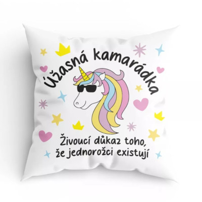 Humorný polštářek - Kamarádka - jednorožec