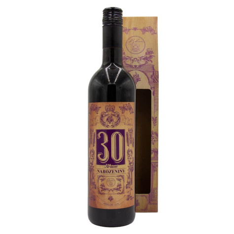 Dárkové víno v krabičce 0,75l - Krásné narozeniny 30 Merlot ~ 1