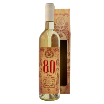 Dárkové víno v krabičce 0,75l - Krásné narozeniny 80 Chardonnay