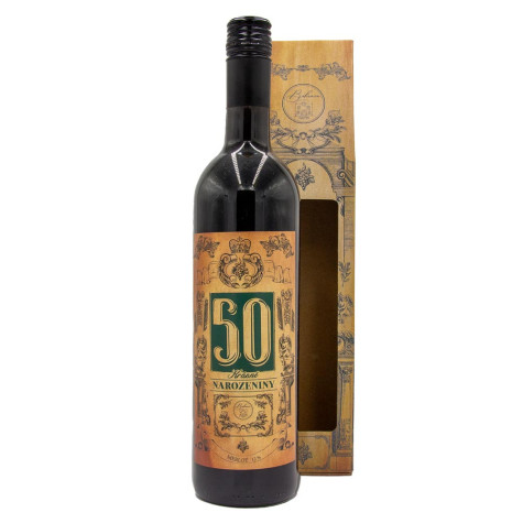 Dárkové víno v krabičce 0,75l - Krásné narozeniny 50 Merlot ~ 1