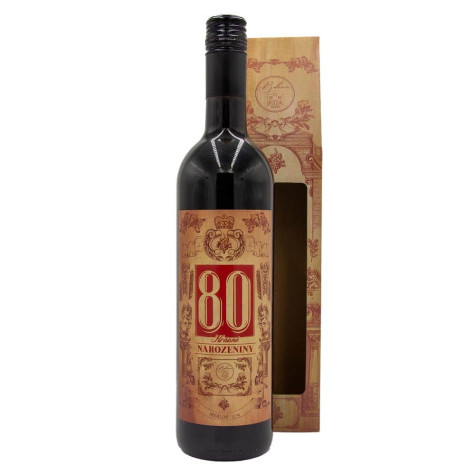 Dárkové víno v krabičce 0,75l - Krásné narozeniny 80 Merlot ~ 1