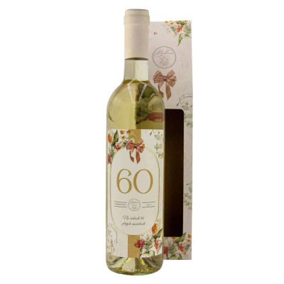 Dárkové víno v krabičce 0,75l - Květiny 60 Chardonnay
