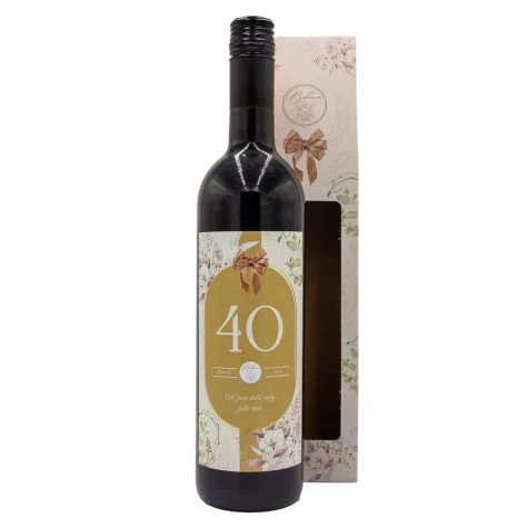 Dárkové víno v krabičce 0,75l - Květiny 40 Merlot ~ 1