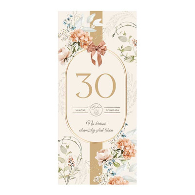 Dárková čokoláda 100 g - Vše nejlepší 30 květiny