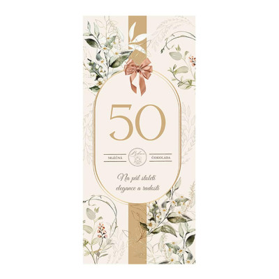 Dárková čokoláda 100 g - Vše nejlepší 50 květiny