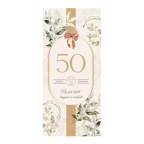 Dárková čokoláda 100 g - Vše nejlepší 50 květiny ~ 1