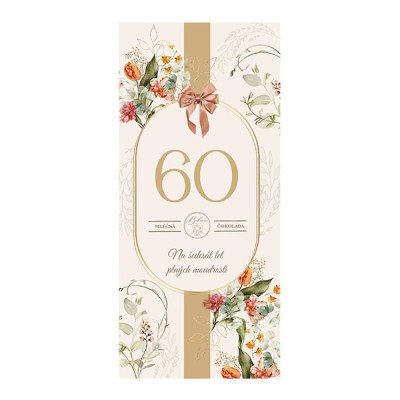 Dárková čokoláda 100 g - Vše nejlepší 60 květiny