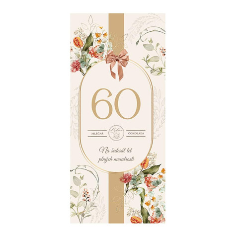 Dárková čokoláda 100 g - Vše nejlepší 60 květiny ~ 1