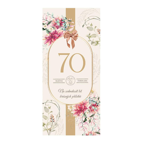 Dárková čokoláda 100 g - Vše nejlepší 70 květiny ~ 1