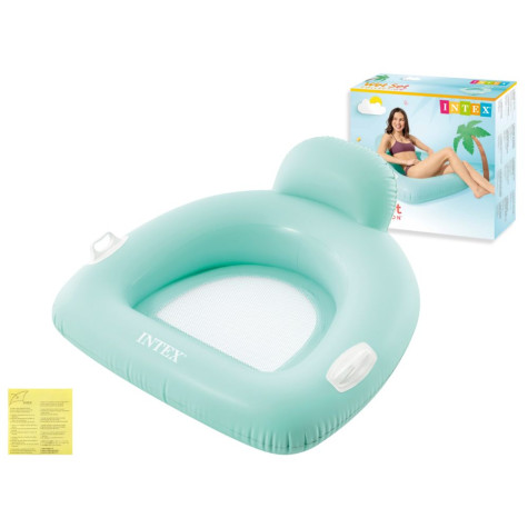 Intex 56801 Nafukovací křeslo s úchyty 114x107cm - tyrkysové ~ 1
