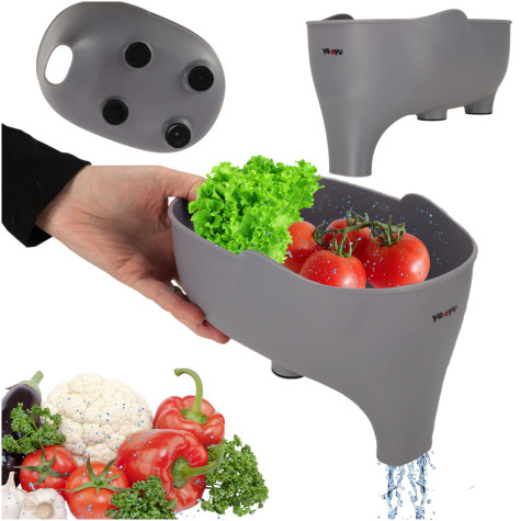 Cedník do dřezu s miskou - slon šedý ~ 1