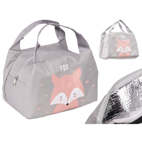 Termotaška na svačinu 21x14x15cm - šedá s liškou ~ 2