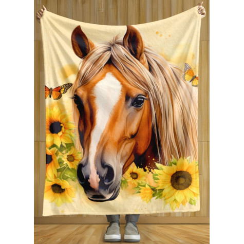 Deka 200 x 140 cm - Kůň a slunečnice ~ 2