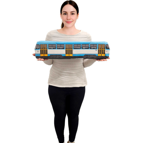 Plyšová Tramvaj 52 cm modrá ~ 3