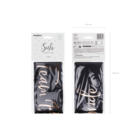 Šerpa na rozlučku Team Bride černá 75 cm ~ 3