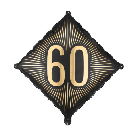 Narozeninový fóliový balónek 46x46cm černozlatý - 60 ~ 1