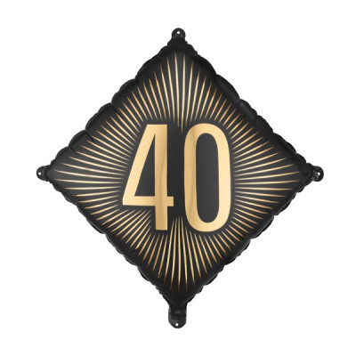 Narozeninový fóliový balónek 46x46cm černozlatý - 40