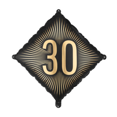 Narozeninový fóliový balónek 46x46cm černozlatý - 30