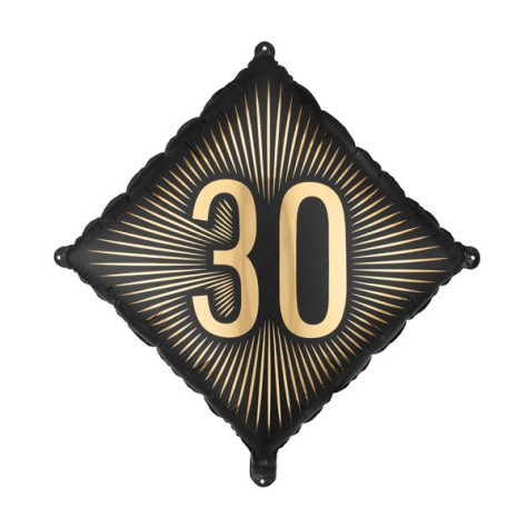 Narozeninový fóliový balónek 46x46cm černozlatý - 30 ~ 1