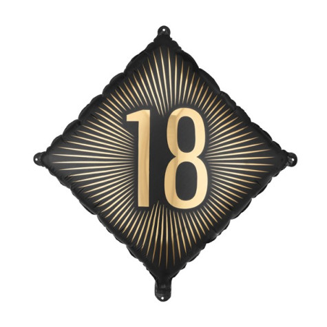 Narozeninový fóliový balónek 46x46cm černozlatý - 18 ~ 1