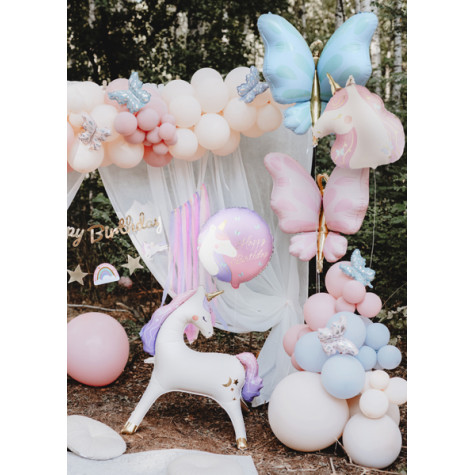 Fóliový balónek kulatý 35 cm Jednorožec Happy Birthday ~ 2